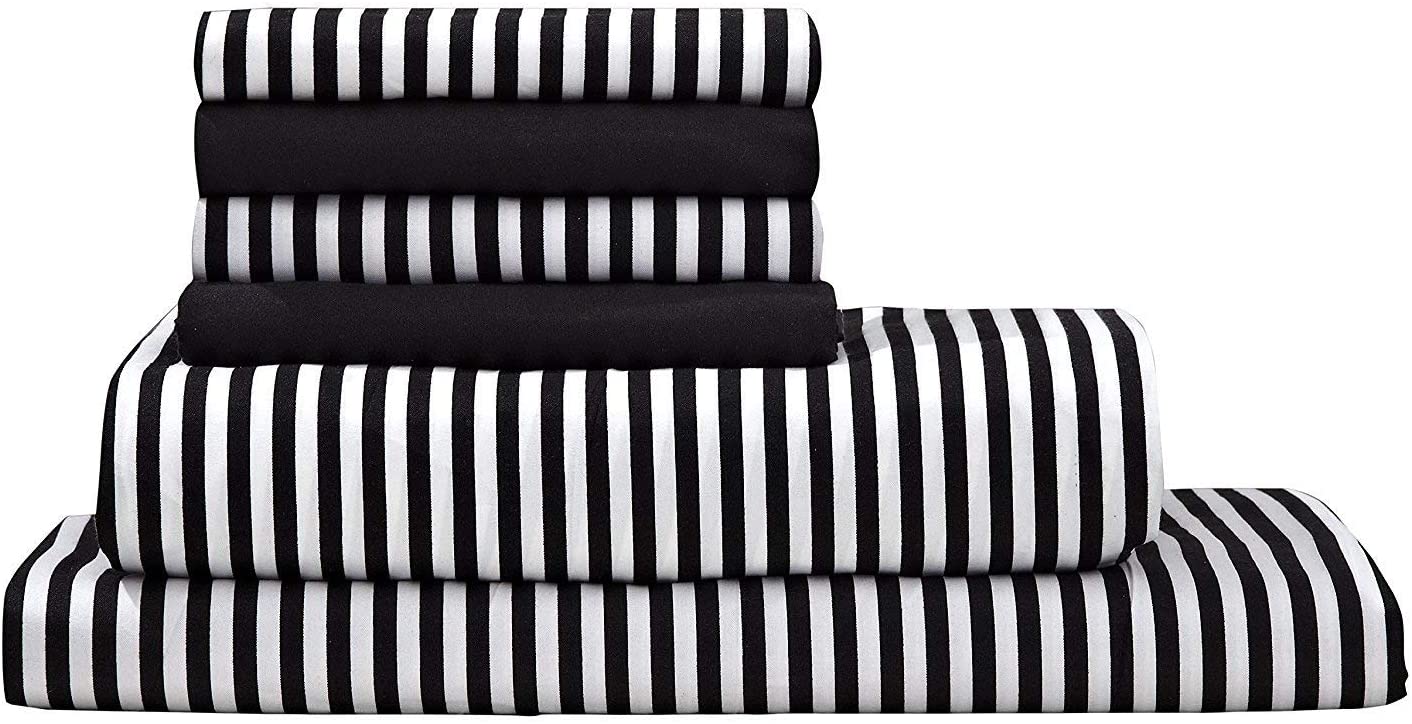 Debra Valencia Awning Striped Sheets - Black